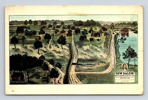 Map of Abraham Lincoln's Salem Illinois IL R J Onsttott by Arthur Brown Postcard - Picture 1 of 4