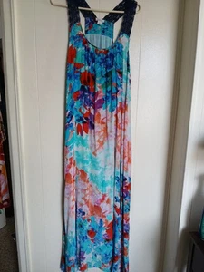 Maxi Vestido SUNDANCE CATALOG AMIRA Floral Acuarela Bolsillos Espalda Corredora Talla Mediana - Imagen 1 de 13