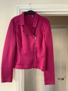 Cerise pink zip up bomber jacket size 12 - Picture 1 of 6