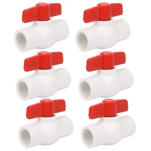 6 Pack 1/2 Inch PVC Ball Valve T-Handle Shut-Off Valve for Cold Water Supply - Picture 1 of 7