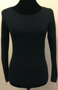 Cache Womens Long Silver Metal Full Zipper Sleeve Sweater Medium Black Knit - Picture 1 of 11