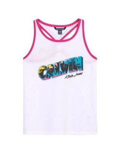 Calvin Klein Big Girls Knotted Back Tank Top White Pick Size - Picture 1 of 4