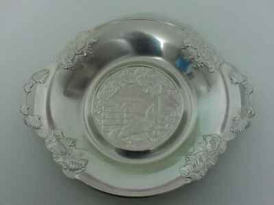  Metallteller, Obstteller, schale, Wandteller-silberfarben mit Bildmotiv - Bild 1 von 3