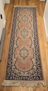 Tappeto vintage rosa, tappeto runner 2x6,5 piedi, tappeto boho, tappeti di lana, tappeto stile vittoriano - Foto 1 di 12