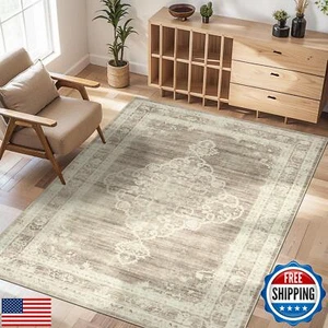 3x5 Area Rugs Washable Rug: Vintage Living Room Rug Soft Anti Skid Thin Carpe - Picture 1 of 5