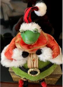DE COLECCIÓN MARK ROBERTS RANA NAVIDAD HECHA A MANO EE. UU. CLÁSICO TERCIOPELO SATINADO PIEL LINDO! 10" - Imagen 1 de 12