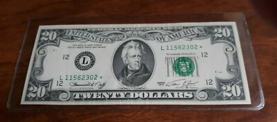 1974 *STAR NOTE* $20 Federal reserve note , San Francisco Unc. SN L11562302* - Image 1 of 2
