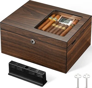 Luxury 120 Cigar Humidor – Spanish Cedar Grid Digital Hygrometer Lock - NIB - Picture 1 of 9