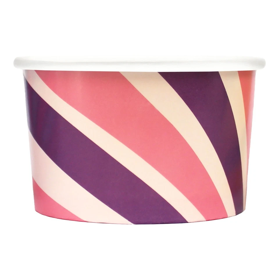 GO-PAK Ice Cream Tub 2 Scoop 6oz Paperboard Colourful Icecream Pot Disposable x 50