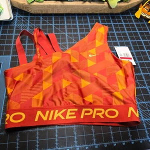Nike Pro Women's Serena Design Crew Tennis Crop Tank - Orange - Size Large - Picture 1 of 7