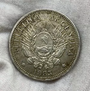 1883 Argentina Silver 50 Centavos Scarce Type High Grade Sharp Details - Picture 1 of 2