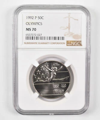 1992-P MS70 Commemorative Half Dollar Olympics NGC Brown Label - Image 1 of 4