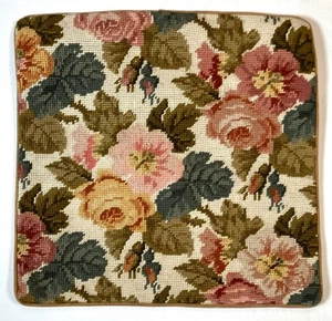 Rose Blumen Nadelspitze Überwurf Kissenbezug Gold Samt Rosa Gelb 13" x 13" - Bild 1 von 3