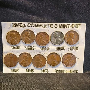 Lincoln Coin Collection 1940-49 S-mints (10 Coins) - Picture 1 of 1