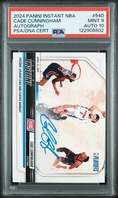 2024-25 Panini Instantáneo #540 Cade Cunningham Playoff Automático/99 Doble PSA 9 Automático 10 Foto 1 de 2