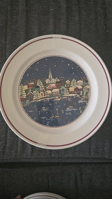 Oneida 餐具 Holiday Harbor 沙拉和餐盘 Carol Eldridge 1989 年美国 — 第 1/4 张图片