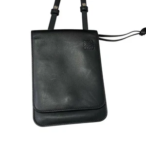 LOEWE GUSSET FLAT CROSSBODY Shoulder Bag Black - Picture 1 of 6