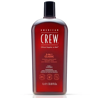 1x Champú American Crew 3 en 1 + Acondicionador + Jabón Corporal 33,8 fl oz - Hombres Foto 1 de 4