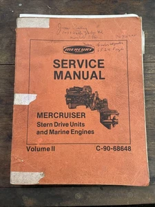 MANUAL DE SERVICIO MERCURIO MERCRUISER UNIDADES DE ACCIONAMIENTO DE POPA Y MOTORES MARINOS VOLUMEN II - Imagen 1 de 3