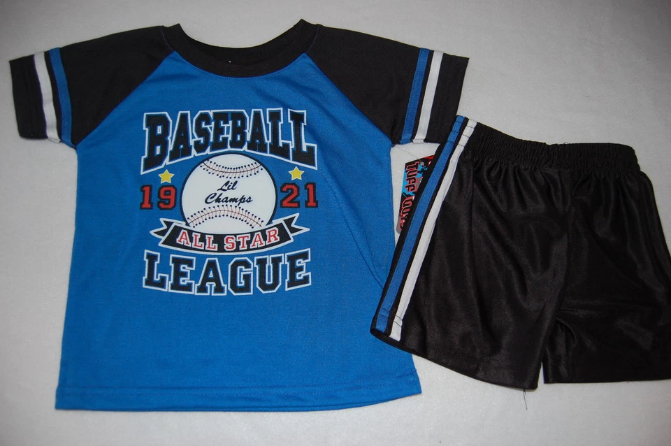 Conjunto de Pantalones Cortos Atléticos BÉISBOL LIL CHAMPS 2T para Niños Pequeños AZUL REAL NEGRO Foto 1 de 1