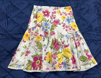 Mini Boden Niña 11-12Y Vintage Blanco y Floral Forrado Algodón Falda Nueva Foto 1 de 4