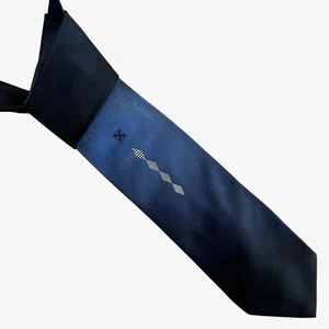 Vintage 90s Pierre Cardin Abstract Print Blue & Navy Silk Tie, Retro 80s Funky - Picture 1 of 4