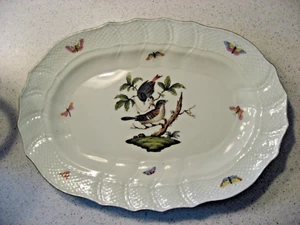 Herend Rothschild Porcelain Oval Bird Platter Hungary 1103 about 13"L x 9.5"W - Picture 1 of 11