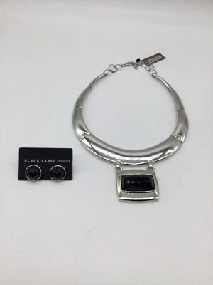 White House Black Market  Black & Silver necklace & earring set nwts - Image 1 of 2