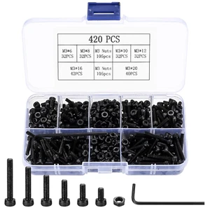 M3 Metric Screws Assortment Kit, 420 Pcs Hex Socket Head Cap Screws Bolts and Nu - Picture 1 of 12
