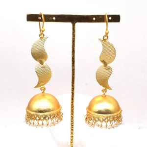 Women's Jhumka Earrings Handcrafted Gold Plated Fashion Jewelry 2.5" f414 - Picture 1 of 5