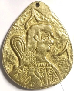 Vintage Minoan Goddess Woman Prince Of Lilies Medallion Pendant From Crete - Picture 1 of 8