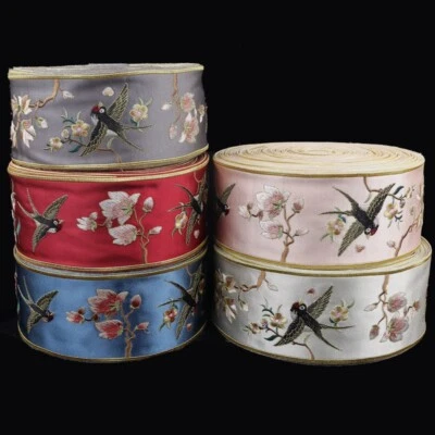 1m Ethnic Floral Embroidery Trim DIY Chinese Edge Ribbon Costume Sew Accessories - Image 1 of 4