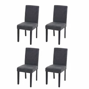 B-Ware 4er-Set Esszimmerstuhl Stuhl Littau, Stoff, anthrazitgrau, dunkle Beine - Bild 1 von 8