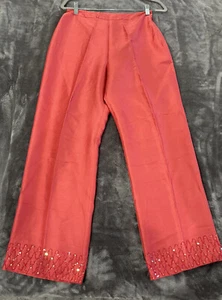 Women's Vision Apparel 100% Silk Pants dark pink w/sequns s 10. One Piece.  - Picture 1 of 12