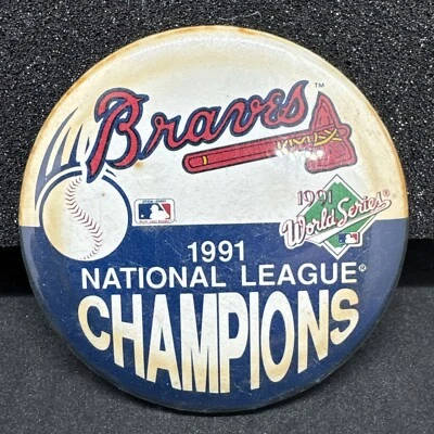 MLB Atlanta Braves 1991 National League Champion World Series 2.25” Pin Button - Image 1 of 2
