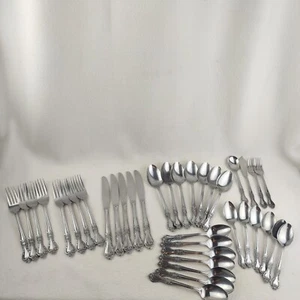 Vintage Rosenmuster Edelstahl Japan Besteck 37-teiliges Set - Bild 1 von 9