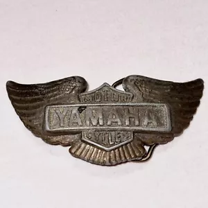 YAMAHA Belt Buckle Vintage Solid Brass Wings Motorcycle Rider Style Rustic - Picture 1 of 11