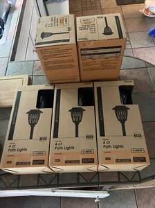 Portfolio, 4 Ct - Black Solar Integrated LED Path Light Set - Picture 1 of 5