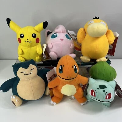 Pokemon Pikachu Bulbasaur Charmander Squirtle Psyduck Plush Stuffed Toy 6" New - Image 1 of 4