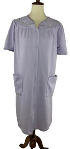 Adonna Robe Purple Sz Small Snap Front Waffle Fabric Pockets House Coat Duster - Picture 1 of 10