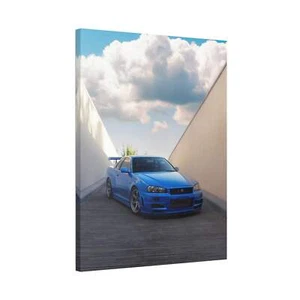 Nissan R34 GTR High Resolution Museum Quality Vertical Canvas Print #030 - Picture 1 of 10