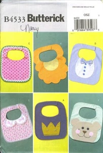 Baby Bibs Pattern UNCUT Butterick B4533 6 Different Styles Sewing Unisex - Picture 1 of 5