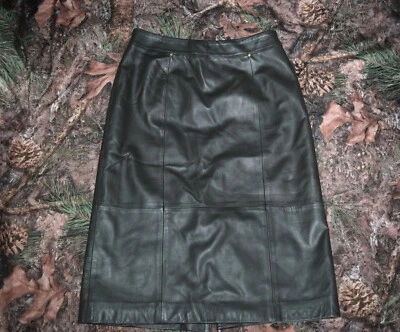 Falda midi Talbots Petites marrón chocolate oscuro piel de cordero genuina talla 6 Foto 1 de 4