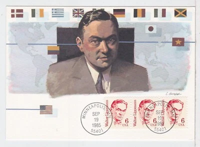 TurtlesTradingPost- Walter Lippmann Political Writer 1985 #1849 FDC Maximum Card - Image 1 of 2