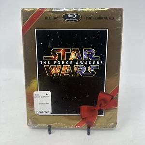 NEW Star Wars The Force Awakens (Blu-Ray DVD, 2016) Rare Gold Bow Slipcover OOP - Picture 1 of 6