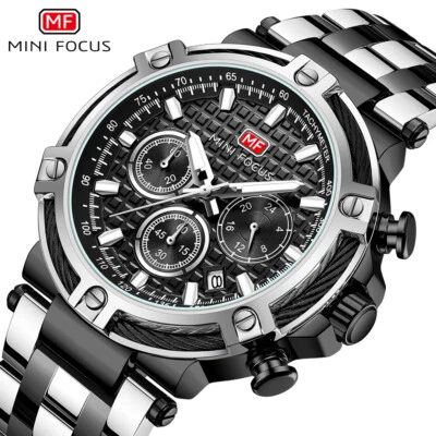 MINI FOCUS Reloj Hombre Esfera Grande Cronógrafo Reloj Pulsera Negocios Hombre Fecha Relojes Foto 1 de 4