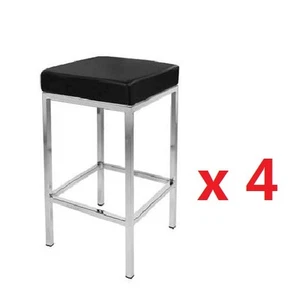 4 X New Vienna PU Leather Bar Stool Kitchen Chair Black or White Postage Free - Picture 1 of 8