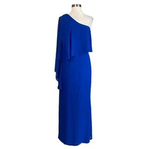 Laundry by Shelli Segal Women's Formal Dress Size 2 Blue One Shoulder Long Gown - Picture 1 of 11
