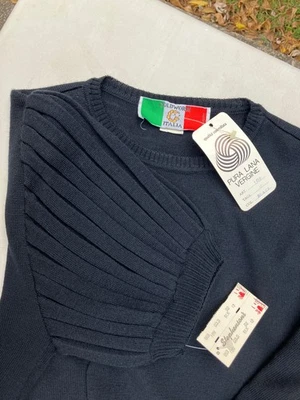 NOS NWT Goldworm black dress wool knit VTG short sleeve Italy sz 12 - Image 1 of 4