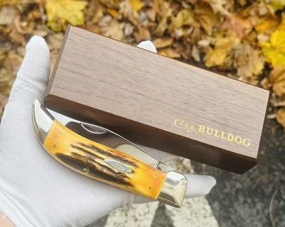 Винтажный чехол XX Bulldog 5172 Сделано в США Большой складной карманный нож и деревянный чехол - Изображение 1 из 4